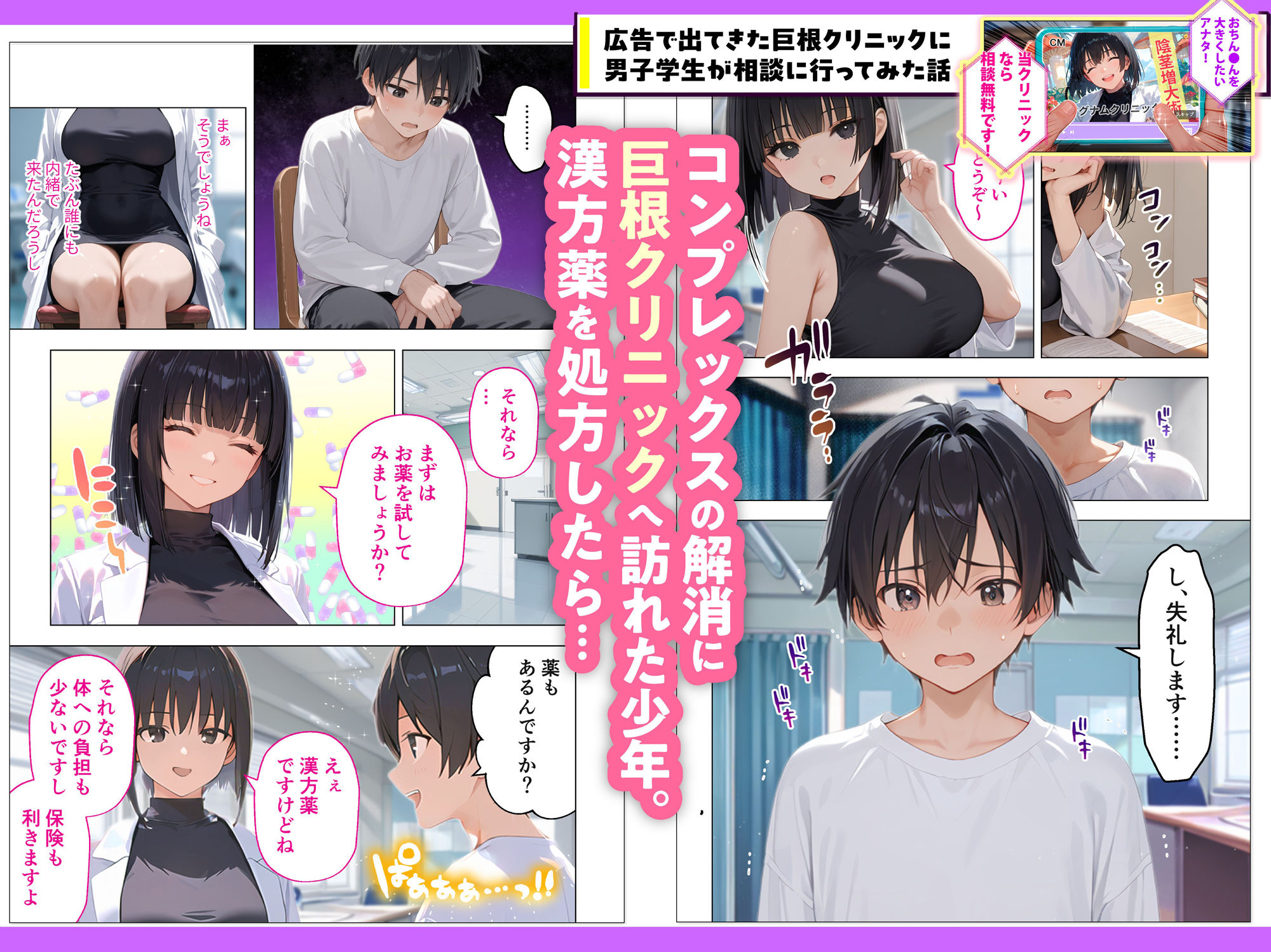 広告で出てきた巨根クリニックに男子学生が相談に行ってみた話 1枚目