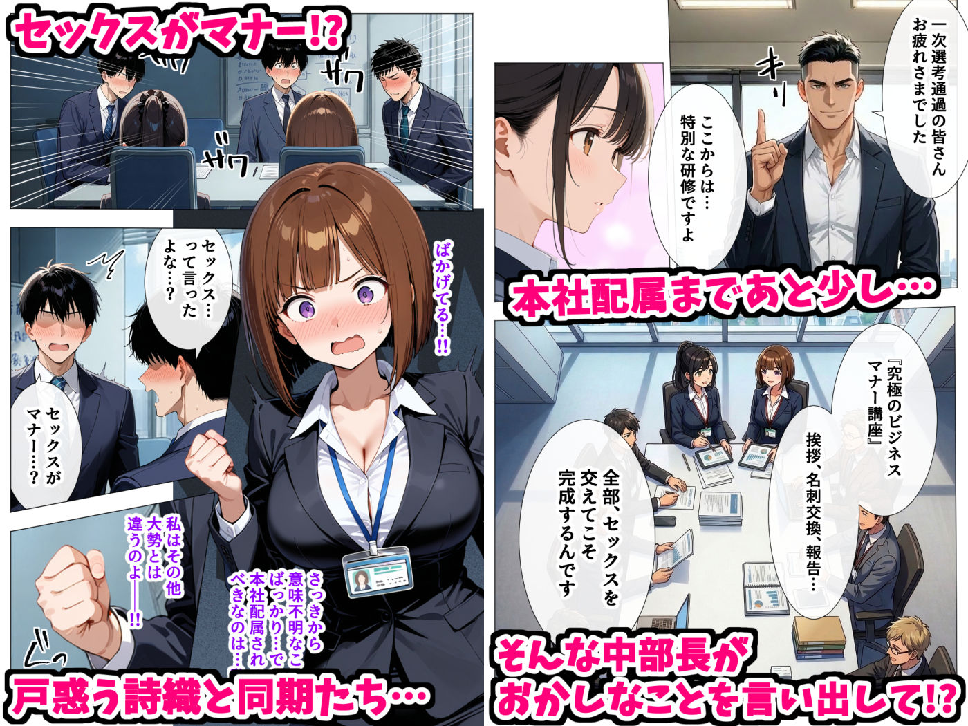 セックスはビジネスマナー！？新入社員を生ハメ中出し研修〜オフィスではセックスが新しい挨拶と評価基準になりました〜 3枚目